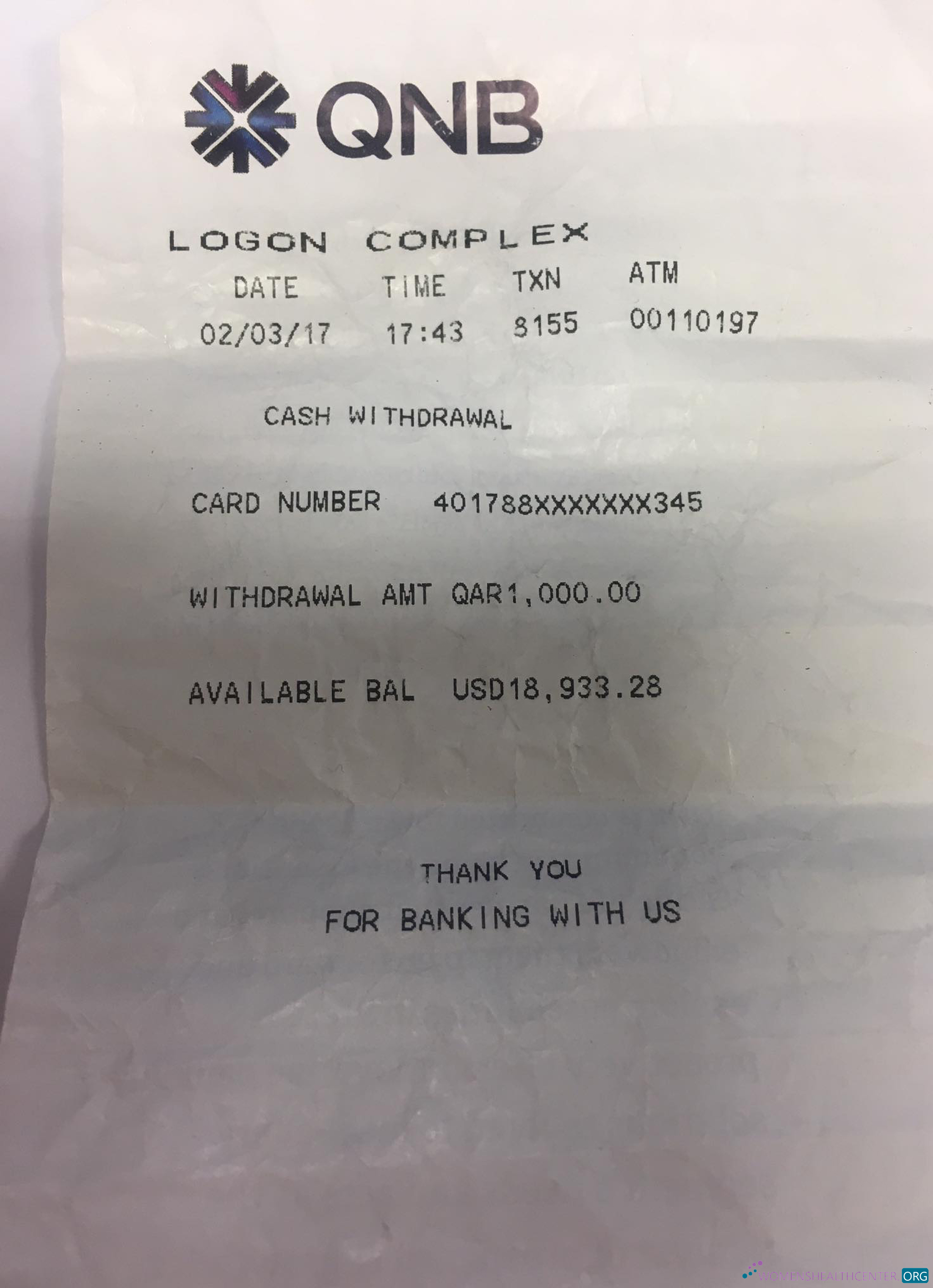 Download QNB bank payment check Photoshop template